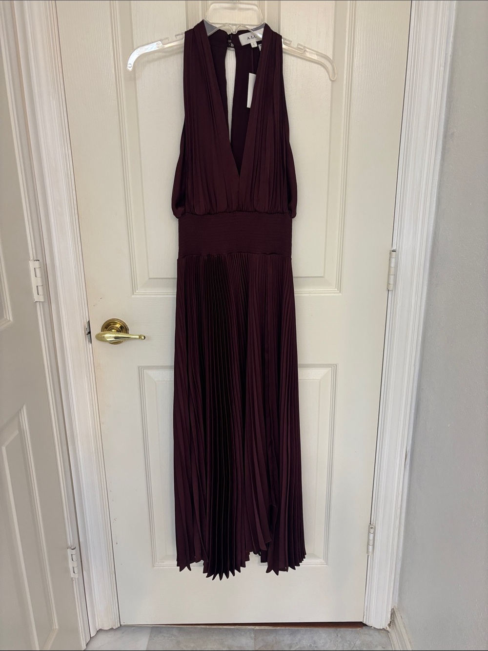 NWT A.L.C. Halter Pleated Maxi Dress - Picture 4 of 6